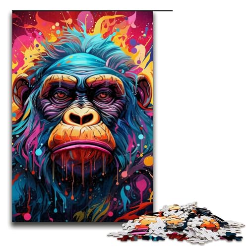 1000teiliges Puzzle für Erwachsene Bunte Gorillas Holzpuzzle für Erwachsene Lernspiel Herausforderungsspielzeug 1000 Teile (75 x 50 cm) von ouynngjing