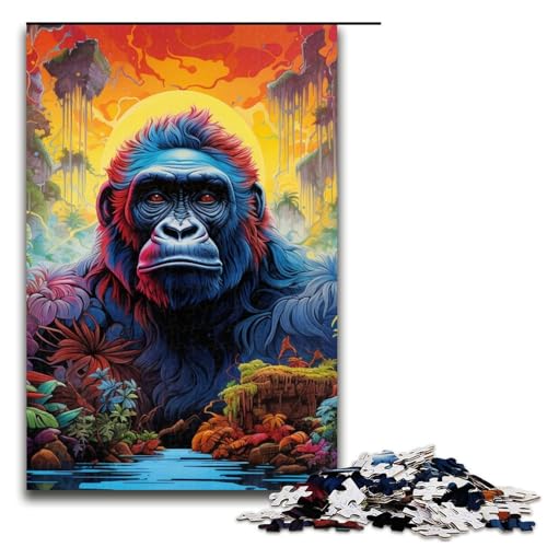 1000teiliges Puzzle für Erwachsene Bunte Gorillas ganze Familie 1000 Teile (75 x 50 cm) von ouynngjing
