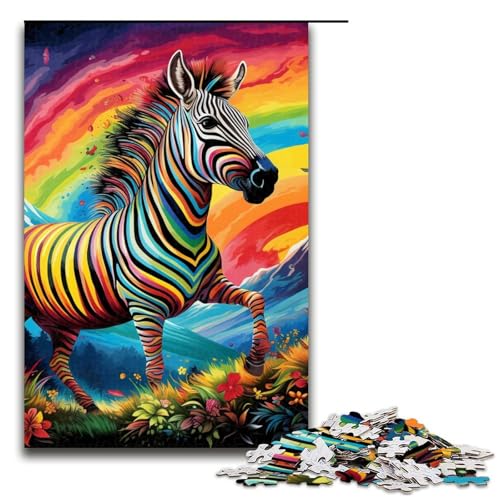 1000teiliges Puzzle für Erwachsene Bunte Zebras Holzpuzzle für Erwachsene Lernspiel Herausforderungsspielzeug 1000 Teile (75 x 50 cm) von ouynngjing