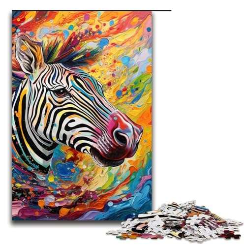 1000teiliges Puzzle für Erwachsene Bunte Zebras Puzzle für Erwachsene Holzpuzzle anspruchsvolles Spiel 1000 Teile (75 x 50 cm) von ouynngjing