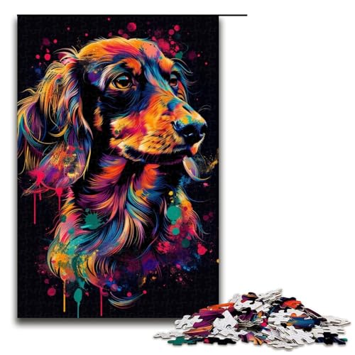 1000teiliges Puzzle für Erwachsene DackelKunstPuzzlespiel perfekte Dekoration für Jugendliche ab 14 Jahren 1000 Teile (75 x 50 cm) von ouynngjing