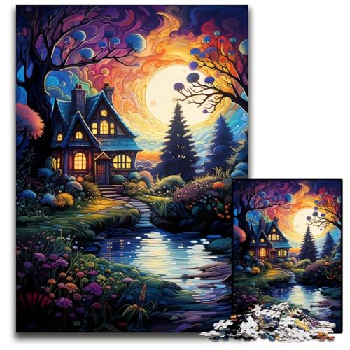 1000teiliges Puzzle für Erwachsene DschungelhüttenPuzzle pädagogisches Denkspiel künstlerische Heim und Bürodekoration ab Alter 1000 PCS (38 x 26 cm) von ouynngjing