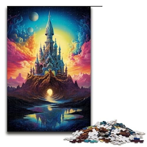 1000teiliges Puzzle für Erwachsene EIN großes Schloss über der Stadt Holzpuzzle für Erwachsene und Kinder StressabbauTool 1000 PCS (75 x 50 cm) von ouynngjing