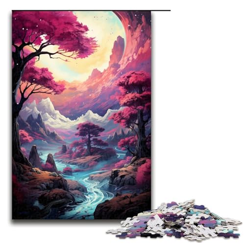 1000teiliges Puzzle für Erwachsene EIN rosa Wald Holzpuzzle Lernspiel für Erwachsene Herausforderungsspielzeug 1000 Teile (75 x 50 cm) von ouynngjing