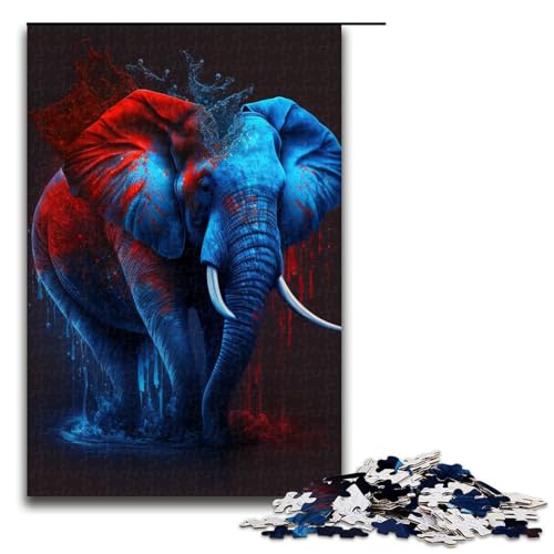 1000teiliges Puzzle für Erwachsene ElefantenGraffitiPuzzle für Lernspiele Herausforderung Spielzeug Kunstwerk Geschenk 1000 Teile (75 x 50 cm) von ouynngjing