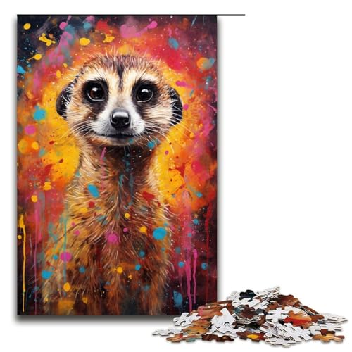 1000teiliges Puzzle für Erwachsene Erdmännchen buntes Puzzle für Erwachsene Holzpuzzle anspruchsvolles Spiel 1000 Teile (75 x 50 cm) von ouynngjing