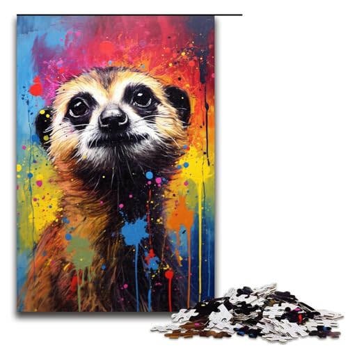 1000teiliges Puzzle für Erwachsene Erdmännchen buntes Puzzle für Erwachsene Holzpuzzle anspruchsvolles Spiel 1000 Teile (75 x 50 cm) von ouynngjing