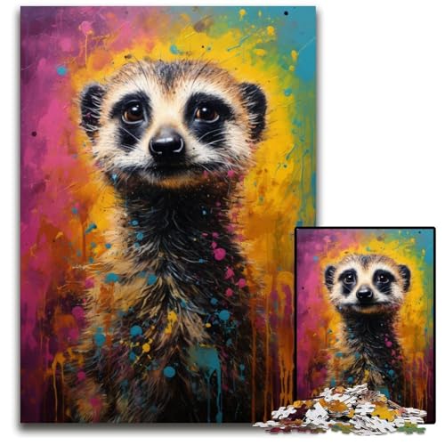 1000teiliges Puzzle für Erwachsene Erdmännchen buntes Puzzle pädagogisches Denkspiel künstlerische Heim und Bürodekoration ab Alter 1000 PCS (38 x 26 cm) von ouynngjing
