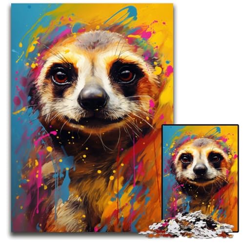 1000teiliges Puzzle für Erwachsene Erdmännchen buntes Puzzle pädagogisches Denkspiel künstlerische Heim und Bürodekoration ab Alter 1000 PCS (75 x 50 cm) von ouynngjing