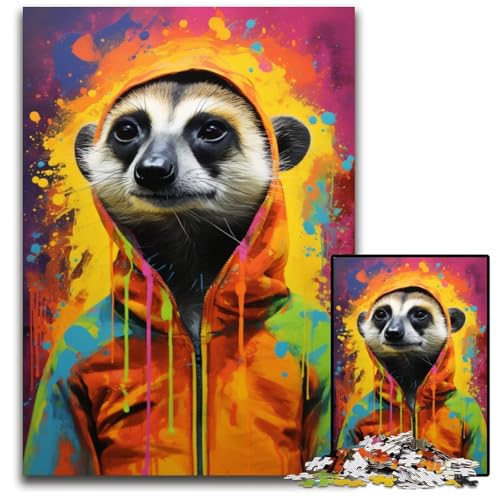 1000teiliges Puzzle für Erwachsene Erdmännchen buntes Puzzle pädagogisches Denkspiel künstlerische Heim und Bürodekoration ab Alter 1000 PCS (75 x 50 cm) von ouynngjing