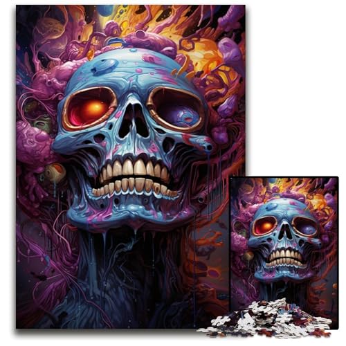 1000teiliges Puzzle für Erwachsene FantasiePuzzle mit bunten Totenköpfen pädagogisches Denkspiel künstlerische Heim und Bürodekoration ab Alter 1000 PCS (38 x 26 cm) von ouynngjing
