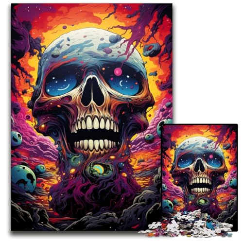 1000teiliges Puzzle für Erwachsene FantasiePuzzle mit bunten Totenköpfen pädagogisches Denkspiel künstlerische Heim und Bürodekoration ab Alter 1000 PCS (75 x 50 cm) von ouynngjing