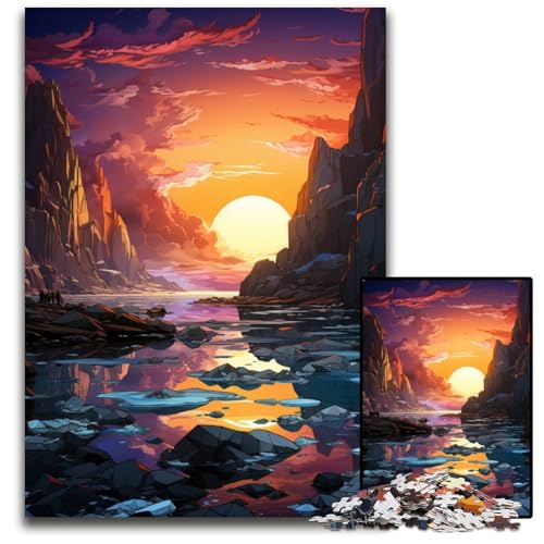 1000teiliges Puzzle für Erwachsene FantasieSonnenuntergangslandschaft pädagogisches Denkspiel künstlerische Heim und Bürodekoration ab Alter 1000 PCS (75 x 50 cm) von ouynngjing