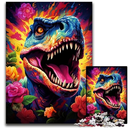 1000teiliges Puzzle für Erwachsene Fantasiewelt der Dinosaurier Holzpuzzle perfekte Dekoration für Zuhause oder das Büro 1000 Teile (75 x 50 cm) von ouynngjing