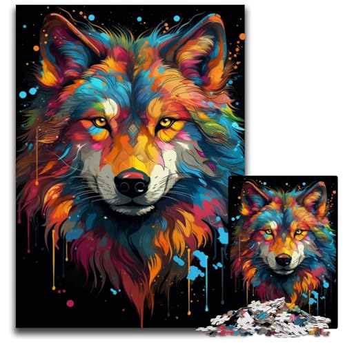 1000teiliges Puzzle für Erwachsene Fantasiezeichnung eines Wolfs pädagogisches Denkspiel künstlerische Heim und Bürodekoration ab Alter 1000 PCS (75 x 50 cm) von ouynngjing