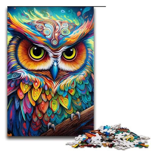 1000teiliges Puzzle für Erwachsene Fantasy Art Owl Holzpuzzle Lernspiel für Erwachsene Herausforderungsspielzeug 1000 Teile (75 x 50 cm) von ouynngjing
