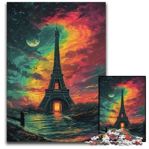 1000teiliges Puzzle für Erwachsene Frankreich Eiffelturm Holzpuzzle Familienaktivität DIY Heimdekoration 1000 Teile (75 x 50 cm) von ouynngjing