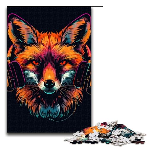 1000teiliges Puzzle für Erwachsene Fuchs mit Sonnenbrille Puzzle für Lernspiele Herausforderung Spielzeug Kunstwerk Geschenk 1000 PCS (75 x 50 cm) von ouynngjing