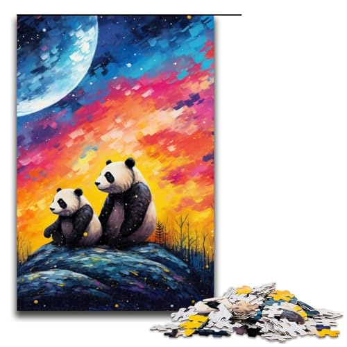 1000teiliges Puzzle für Erwachsene Galaxy Panda Puzzle für Erwachsene Holzpuzzle anspruchsvolles Spiel 1000 Teile (75 x 50 cm) von ouynngjing