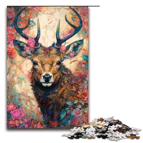 1000teiliges Puzzle für Erwachsene HirschPuzzle für Erwachsene Holzpuzzle anspruchsvolles Spiel 1000 Teile (75 x 50 cm) von ouynngjing