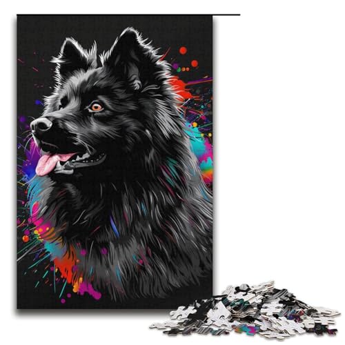 1000teiliges Puzzle für Erwachsene KeeshondHund KunstPuzzle praktisches Spiel 1000 Teile (38 x 26 cm) von ouynngjing