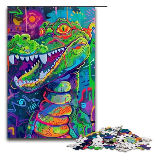 1000teiliges Puzzle für Erwachsene KrokodilTierpuzzle – anspruchsvolles Spiel EIN Kunstwerk geeignet für Jugendliche ab 14 Jahren 1000 Teile (75 x 50 cm) von ouynngjing