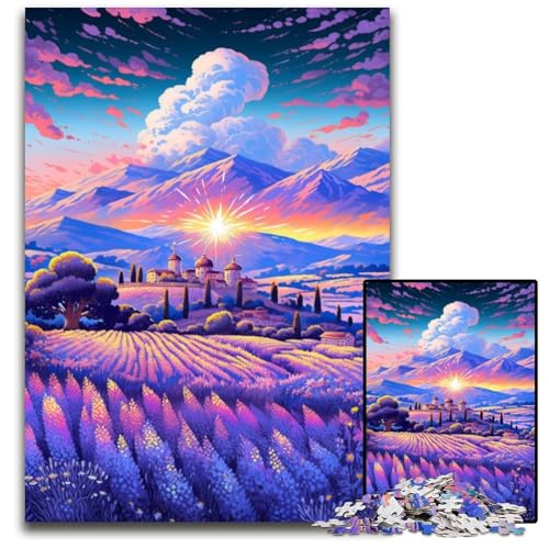 1000teiliges Puzzle für Erwachsene Lavendelfelder in der Provence Frankreich pädagogisches Denkspiel künstlerische Heim und Bürodekoration ab Alter 1000 PCS (38 x 26 cm) von ouynngjing