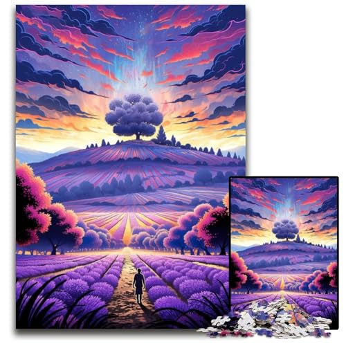 1000teiliges Puzzle für Erwachsene Lavendelfelder in der Provence Frankreich pädagogisches Denkspiel künstlerische Heim und Bürodekoration ab Alter 1000 PCS (38 x 26 cm) von ouynngjing