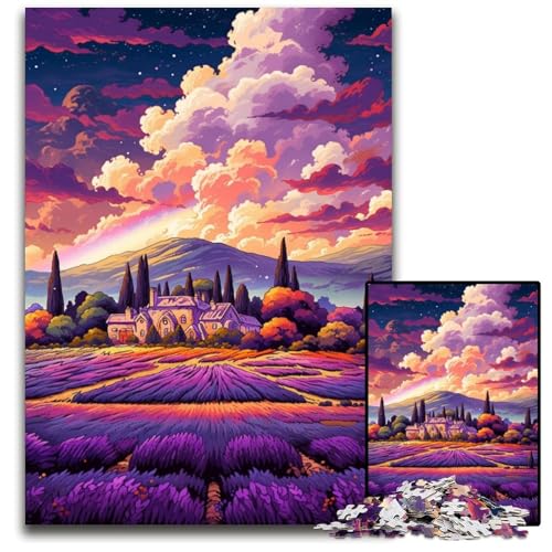 1000teiliges Puzzle für Erwachsene Lavendelfelder in der Provence Frankreich pädagogisches Denkspiel künstlerische Heim und Bürodekoration ab Alter 1000 PCS (38 x 26 cm) von ouynngjing