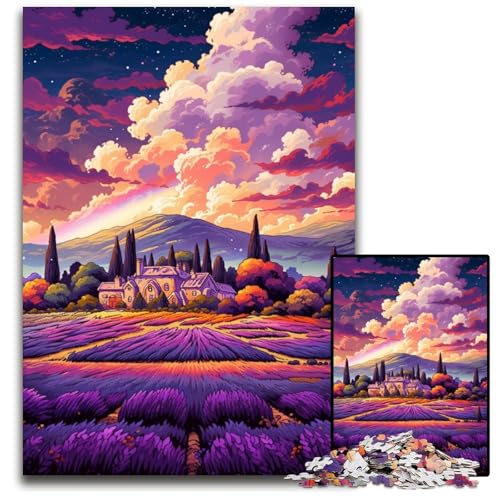 1000teiliges Puzzle für Erwachsene Lavendelfelder in der Provence Frankreich pädagogisches Denkspiel künstlerische Heim und Bürodekoration ab Alter 1000 PCS (75 x 50 cm) von ouynngjing