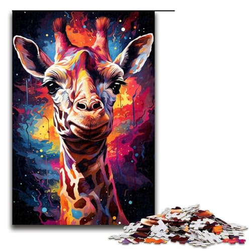 1000teiliges Puzzle für Erwachsene Malkunst GiraffenPuzzlespiel perfekte Dekoration für Teenager ab 14 Jahren 1000 Teile (75 x 50 cm) von ouynngjing