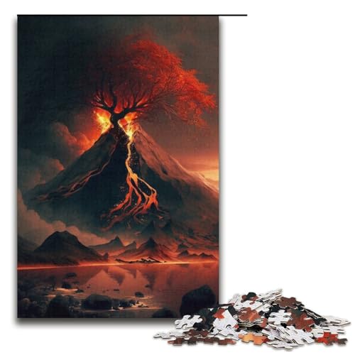 1000teiliges Puzzle für Erwachsene Naturlandschaft VulkanPuzzle für Kinder Holzpuzzle Lernspiel für Erwachsene 1000 Teile (38 x 26 cm) von ouynngjing