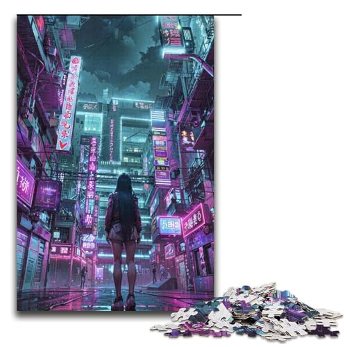 1000teiliges Puzzle für Erwachsene Neon CityPuzzle für Lernspiele Herausforderung Spielzeug Kunstwerk Geschenk 1000 Teile (38 x 26 cm) von ouynngjing