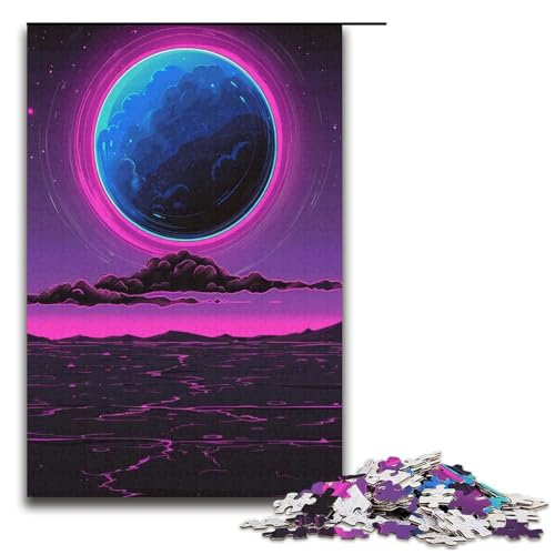 1000teiliges Puzzle für Erwachsene Neon Planet Holzpuzzle Lernspiel für Erwachsene Herausforderungsspielzeug 1000 Teile (38 x 26 cm) von ouynngjing
