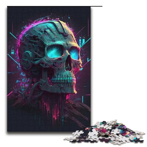 1000teiliges Puzzle für Erwachsene NeonSkelett Holzpuzzle Lernspiel für Erwachsene Herausforderungsspielzeug 1000 Teile (38 x 26 cm) von ouynngjing