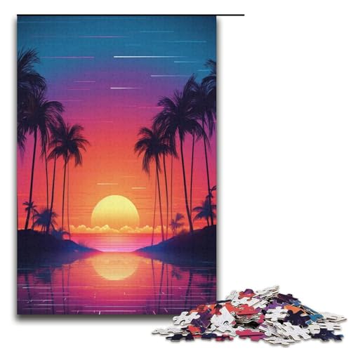 1000teiliges Puzzle für Erwachsene NeonSonnenuntergangPuzzle Geburtstagsgeschenk für Teenager ab 14 Jahren 1000 Teile (38 x 26 cm) von ouynngjing