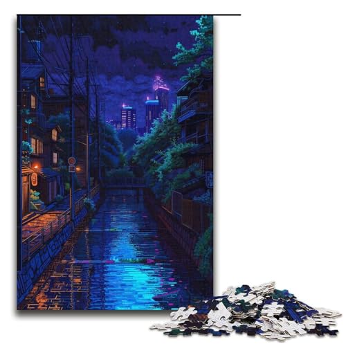 1000teiliges Puzzle für Erwachsene NeonStraßenPuzzle Geburtstagsgeschenk für Teenager ab 14 Jahren 1000 Teile (38 x 26 cm) von ouynngjing
