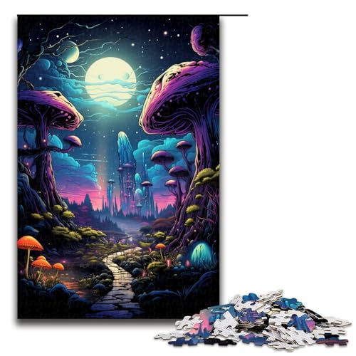1000teiliges Puzzle für Erwachsene Neonlandschaft farbenfrohes psychedelisches Spiel Puzzles ganze Familie 1000 Teile (75 x 50 cm) von ouynngjing