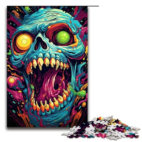 1000teiliges Puzzle für Erwachsene Neonmonster farbenfrohes psychedelisches Puzzle für Erwachsene Holzpuzzle anspruchsvolles Spiel 1000 Teile (75 x 50 cm) von ouynngjing