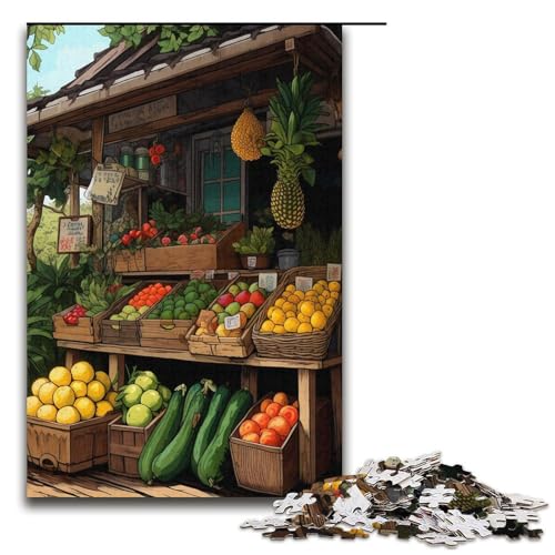 1000teiliges Puzzle für Erwachsene ObstfensterPuzzle für Kinder Holzpuzzle Lernspiel für Erwachsene 1000 Teile (38 x 26 cm) von ouynngjing