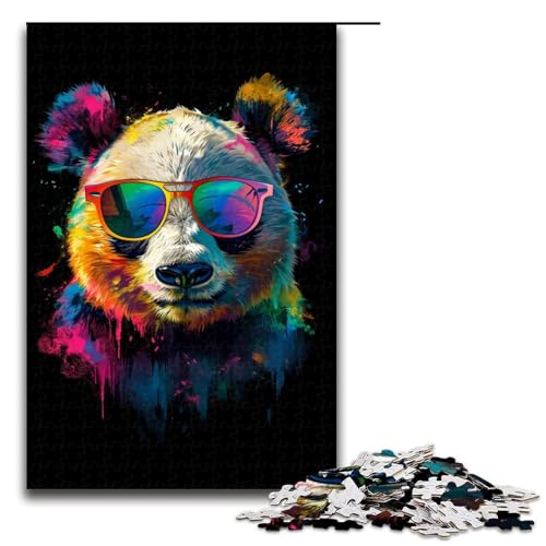 1000teiliges Puzzle für Erwachsene Panda mit Sonnenbrille Puzzle für Erwachsene Holzpuzzle anspruchsvolles Spiel 1000 Teile (75 x 50 cm) von ouynngjing