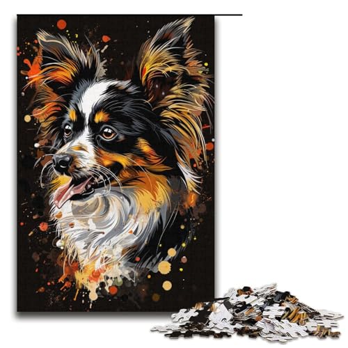 1000teiliges Puzzle für Erwachsene PapillonHundekunst Holzpuzzle Lernspiel für Erwachsene Herausforderungsspielzeug 1000 Teile (38 x 26 cm) von ouynngjing