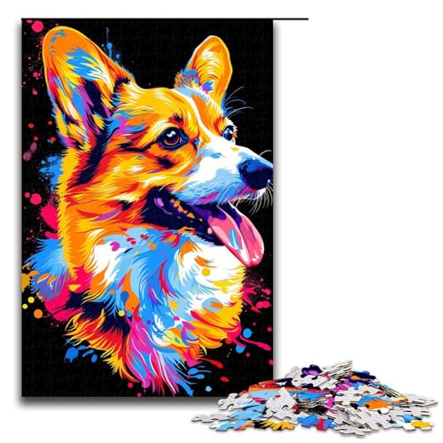 1000teiliges Puzzle für Erwachsene Pembroke Welsh CorgiHund Puzzle für Kinder Holzpuzzle Lernspiel für Erwachsene 1000 Teile (75 x 50 cm) von ouynngjing