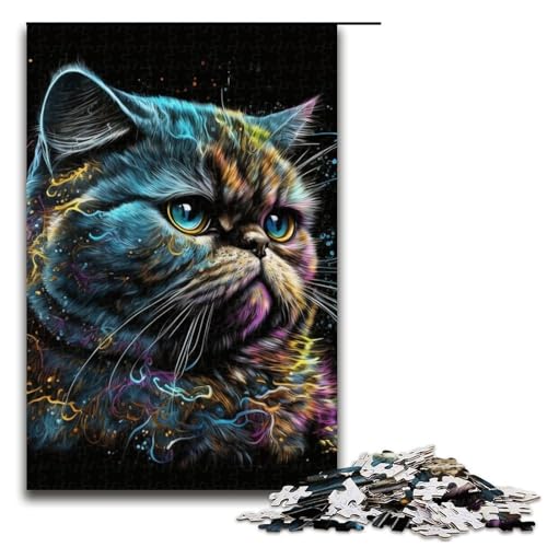 1000teiliges Puzzle für Erwachsene Porträt Einer schönen Katze Puzzle für Lernspiele Herausforderung Spielzeug Kunstwerk Geschenk 1000 PCS (75 x 50 cm) von ouynngjing
