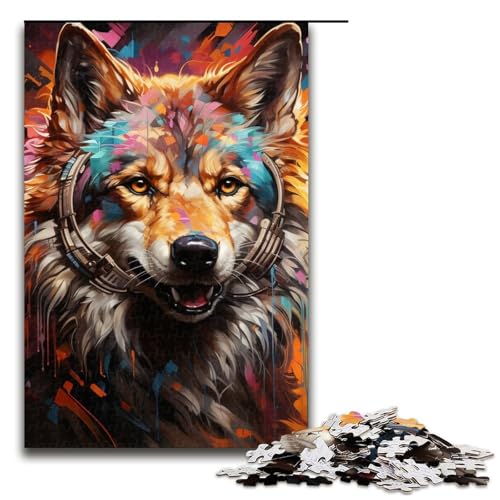 1000teiliges Puzzle für Erwachsene Psychedelisches TierWolfPuzzlespiel perfekte Dekoration für Teenager ab 14 Jahren 1000 Teile (75 x 50 cm) von ouynngjing