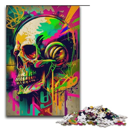 1000teiliges Puzzle für Erwachsene Skelette malen Puzzle für Erwachsene Holzpuzzle anspruchsvolles Spiel 1000 Teile (38 x 26 cm) von ouynngjing