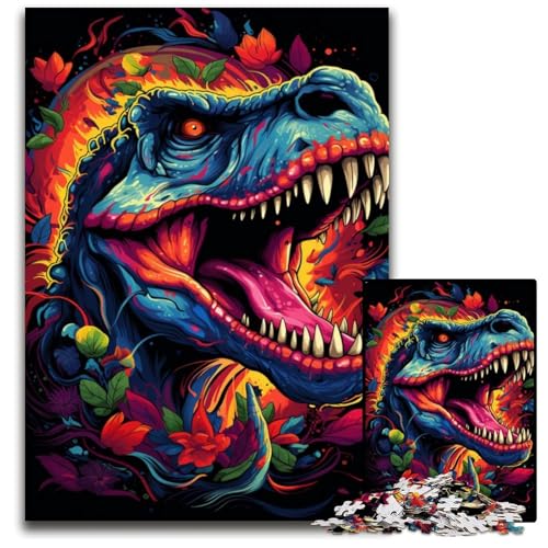 1000teiliges Puzzle für Erwachsene Wilde Bunte DinosaurierPuzzles pädagogisches Denkspiel künstlerische Heim und Bürodekoration ab Alter 1000 PCS (38 x 26 cm) von ouynngjing