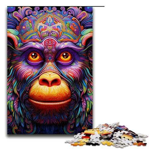 1000teiliges Puzzle für Erwachsene bunter AFFE Holzpuzzle Lernspiel für Erwachsene Herausforderungsspielzeug 1000 Teile (75 x 50 cm) von ouynngjing