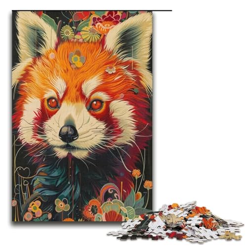 1000teiliges Puzzle für Erwachsene bunter roter Panda Holzpuzzle für Erwachsene Lernspiel Herausforderungsspielzeug 1000 Teile (38 x 26 cm) von ouynngjing
