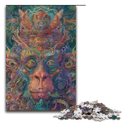 1000teiliges Puzzle für Erwachsene buntes AffenPuzzle für Erwachsene Holzpuzzle anspruchsvolles Spiel 1000 Teile (38 x 26 cm) von ouynngjing